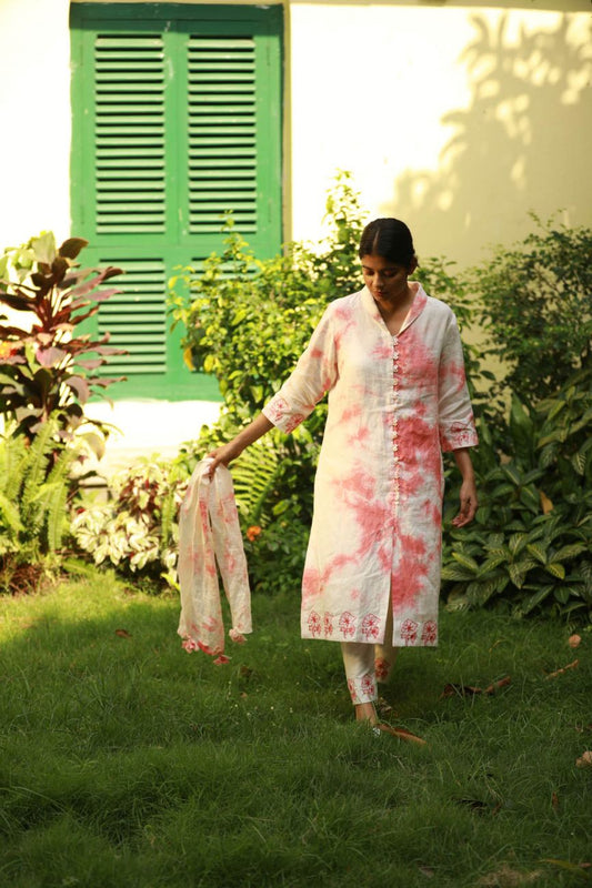 Tye & Dye Front Open Kurta Set