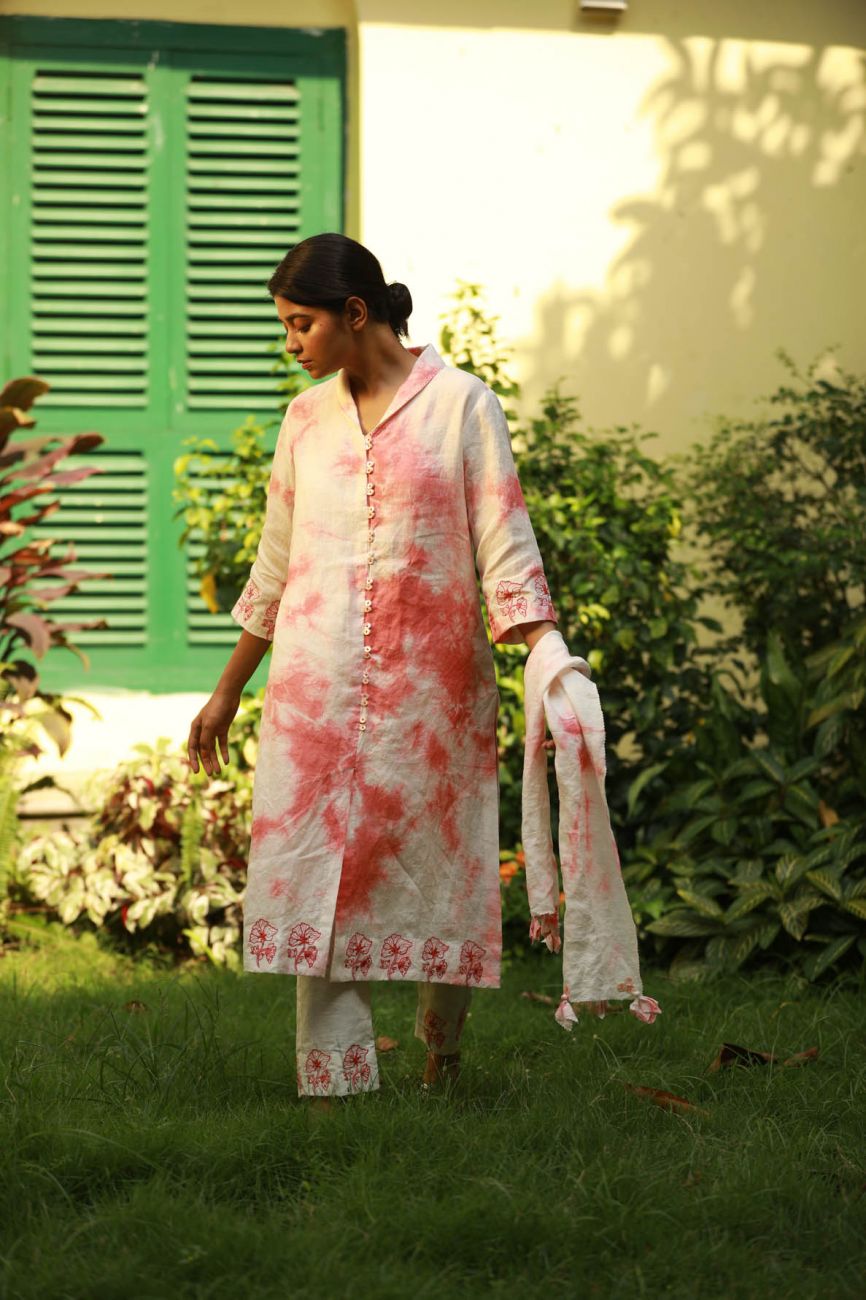 Tye & Dye Front Open Kurta Set