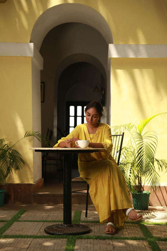 Yellow Printed Maxi Dress